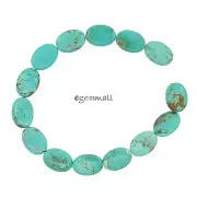 14 Genuine Chinese Turquoise Flat Oval Beads 10x14mm 7.5" Sky Blue #82225