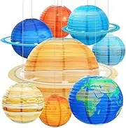 8Pcs Space Paper Lanterns Multi-Color Solar System Planets Lanterns 12Inch Outer Space Themed Supplies Easy to Use Multicolor