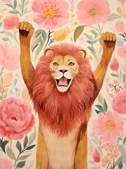 [Namly Design] Poster - Lion in Floral Background