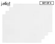 4pc J. Elliot Miller Braided 33x48cm Placemat Set Cotton Mat Tableware White
