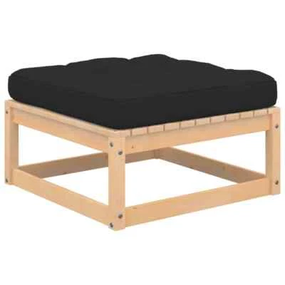 Pine Wood Outdoor Footstool Garden Patio Bench Ottoman Stool Chair Seat Black