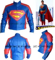 SUPERMAN STYLE ARMOURS MENS MOTORBIKE / MOTORCYCLE LEATHER JACKET & SUIT