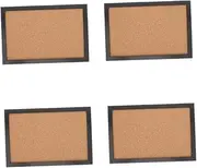 KALLORY 4pcs Framed Square Bulletin Board Wall Wood Board Push Pins Dual-Sided for Office Home Decor