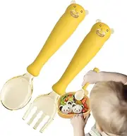 Toddler Feeding Training Spoon - Kid Cutlery Set - Toddler Feeding Utensils, Flatware Set for Home Travel Kitchen Restaurant