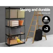 2-PCS Industrial Shelving Unit Bookshelf 5-Tier Display Rack Garage Shelf Steel