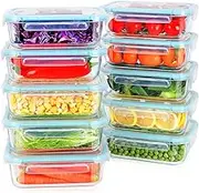 Anshine 10pack Glass Food Storage Containers Set With Lids,BPA-Free, Airtight & Leak-Proof Meal Prep Food Containers, Lunch Box Safe for Microwave, Oven, Dishwasher Kitchen Storage