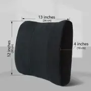 Medium Back Pillow for Lumbar Support | Memory Foam Cushion for Back Pain -Black