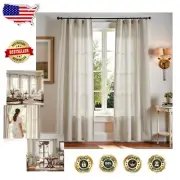 Oat Linen Window Treatments - Light Filtering Curtains for Cozy Living Spaces