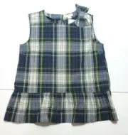 NEW NWT GIRLS CREWCUTS BLUE GREEN PLAID BOW TUNIC TOP SHIRT BLOUSE SIZE 14