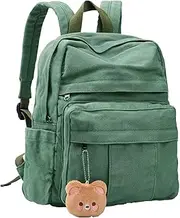 [Phaoullzon] Girls Mini Backpack Purse for Teens Kids Small Canvas Backpacks with Bear Pendant