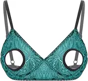 [Miutii] Women's Hollow Out Lace Nipple Bra Top - Adjustable Straps for Night Club Wear