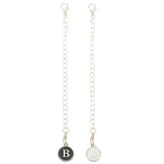 2pcs Bag Hanging Chain Gold Decorative B Letter Charm Chain Strap, White & Black