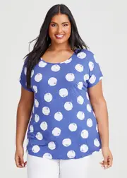 [TS] Taking Shape Bamboo Summer Days Spot Top Size 26 in Print - Plus Size Women's Clothing Print