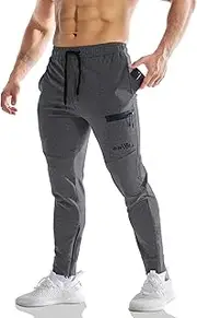 [ZENWILL] Mens Zip Gym Joggers Track Pants,Men's Casual Workout Sweatpants with Pockets