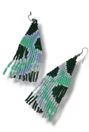 Handbeaded drop earrings Pow Wow Gypsy tassel blue black