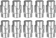 uxcell 10pcs Leather Cord End Clasp 8mm Hole Magnetic Cord End Caps Closures Leather Bracelet Buckle for Jewelry Making DIY Supplies Crafts, Silver Tone