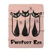 Atomic Kitty Purrfect Era Pink Soft Sherpa Fleece Blanket Mid Century Modern