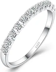 [Uloveido] Platinum Plated CZ Simulated Diamond Stackable Eternity Band Ring Set J029