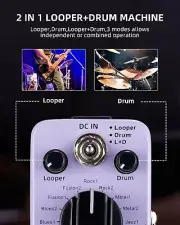 LEKATO Looper Guitar Pedal Loop & Drum Machine 20mins Loop 16 Different Drums
