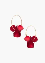 [Taking Shape] Taking Shape Petal Drop Hoop Earrings in RED - Women's Accessories Red