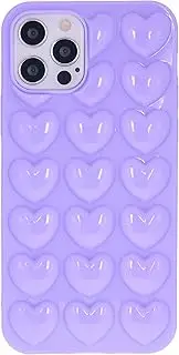 DMaos for iPhone 11 Pro Max Case for Women, 3D Pop Bubble Heart Gel Cover, Cute Girly for iPhone11 Pro Max 6.5 inch 2019 - Lavender