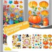 Hallowmas Thanksgiving Static Stic Pumpkin Leaf Creative Maple Wall Sticker