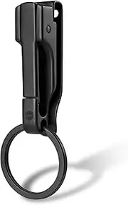 KeyUnity EDC Belt Keychain Clip Quick Release, Stainless Steel Duty Belt Key Ring Holder for Pants, Jeans, Trousers, Pvd Black, Medium