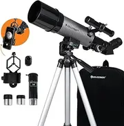 [Celestron] 60mm Travel Scope DX – Ideal Portable Refractor Telescope for Beginners – Fully Coated Glass Optics – BONUS Astronomy Software Package – Includes Smartphone Adapter for Digiscoping