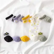 [CRMY] Translucent Daisy Socks Lace Elastic Short Socks Low Cut Ankle Socks for Women and Girls