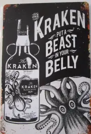12" x 8" Kraken Black Spiced Rum Tin Sign