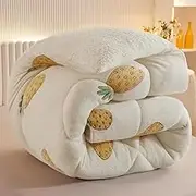 Snowflake Sherpa Fleece Extra Warm Winter Quilt Blanket 150x200cm (Pineapple)
