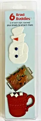 Snowman- 6 Brad Buddies with 6 Matching Brads for Scrapbooking or Paper Crafting