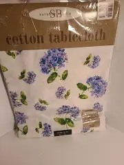 Sarah B Studio Cotton Table Cloth 52"x52" Square Purple Hydangea Flowers Sealed