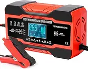 10A Battery Charger, 12V/24V Automatic Charger with 7-Stage Charging, LCD Screen, for AGM, WET & GEL Lead Acid Batteries