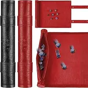 Civaner Dice Mat Tray Rolling Mat with Zipper PU Leather Folding Scroll Dice Bag Holder Table Christmas Game Accessories(Red, Black,2 Pieces)