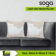SOGA 2x 45cm Throw Pillow Soft Cat Light Tan Square