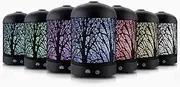 Devanti Aroma Diffuser, 160ml Air Humidifier Purifier Essential Oils Car Freshener Vaporizer Aromatherapy Diffusers Scent Booster Home Office Bedroom Humidifiers Steam, 7 Led Light Forest Black