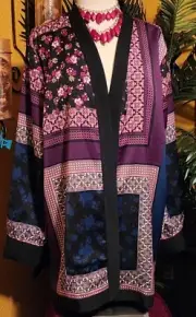 CHICO'S NWT Size 4 20 Women's Multi Floral Open Patchwork Kimono Jacket $139