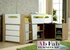 BUNK_BED CHARLIE SINGLE CABIN BUNK BED LOFT MIDI SLEEPER DESK WHITE - OAK