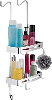 9SHOME Aluminum Over The Door Shower Caddy, Shower Caddy Hanging, No Drill Adjustable Hanging Shower Organizer with 8 Hooks, Rustproof, Bathroom Storage Rack for Shampoo, Towels, and Essentials
