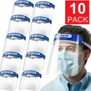 10-Pack Safety Full Face Shield Reusable FaceShield Clear Washable Anti-Splash