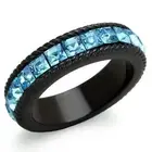 Women's Ring Band, Eternity Stackable, Blue Simulated Crystal, Stainless Steel B