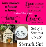 STENCIL SET, Love & Home Stencil Set of 4 Stencils, 6"x3.5" stencils, NOT SIGNS!