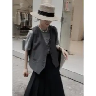 韓版時髦外搭灰色夏季小馬甲女高級感氣質寬松v領西裝馬夾背心潮