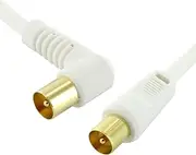 75cm White TV Antenna Aerial Cable Flylead Cord Coax PAL Male Right Angle Plug