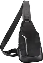 [Minkissy] Sling Backpack with USB Charging Port Multipurpose Crossbody Chest Bag for Men Lightweight and Durable Stylish Design for Travel and Daily Use