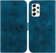 Compatible with Samsung Galaxy A23 5G Flip Kickstand Cover,Compatible with Samsung Galaxy A23 4G Card Slot Wallet Case Blue