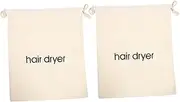NIYANGLE 2pcs Cotton Canvas Hair Dryer Storage Bags Large Capacity Drawstring Case for Travel Hotel Use Water-resistant Hair Dryer Holder Elegant Design for Styling Tools