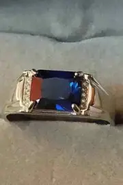 3.00 Ct Emerald Cut Lab-Created Sapphire Engagement Ring 14K White Gold Plated