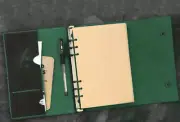 A5 loose leaf Writing note Notebook Retro Diary Notepad cow leather green Q399